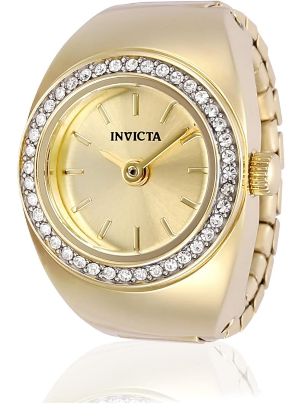Mini Lady Ring 16.5mm Stainless Steel Gold with Gold Dial - Elegant Quartz